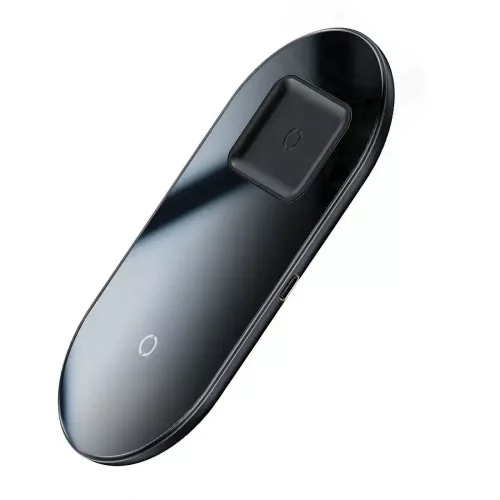 Baseus Simple 2 az 1-ben vezeték nélküli töltőpad, 18W, Qi, WXJK-01, fekete