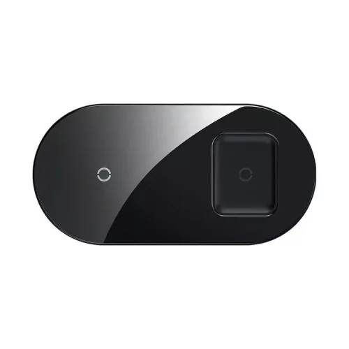 Baseus Simple 2 az 1-ben vezeték nélküli töltőpad, 18W, Qi, WXJK-01, fekete