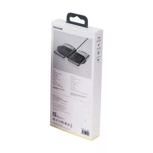 Baseus Simple 2 az 1-ben vezeték nélküli töltőpad, 18W, Qi, WXJK-01, fekete