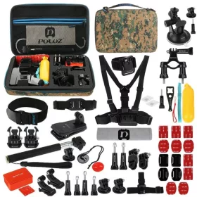   Puluz PKT27 53 darabos kiegészítő, tartozék készlet sportkamerákhoz, camo
