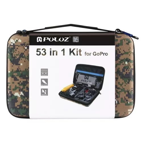 Puluz PKT27 53 darabos kiegészítő, tartozék készlet sportkamerákhoz, camo
