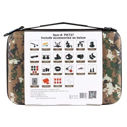 Puluz PKT27 53 darabos kiegészítő, tartozék készlet sportkamerákhoz, camo