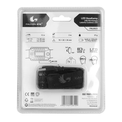 Falcon Eye Blaze 2.2 - USB fejlámpa, 60lm, fekete