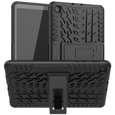 Samsung Galaxy Tab A 8.4 2020 SM-T307U (LTE) Defender műanyag telefontok (ütésálló, kitámasztó, autógumi minta), Fekete
