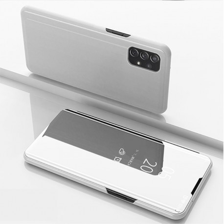 Samsung Galaxy A72 4G / 5G flip telefontok (aktív flip, oldalra nyíló, Clear View Cover), ezüst