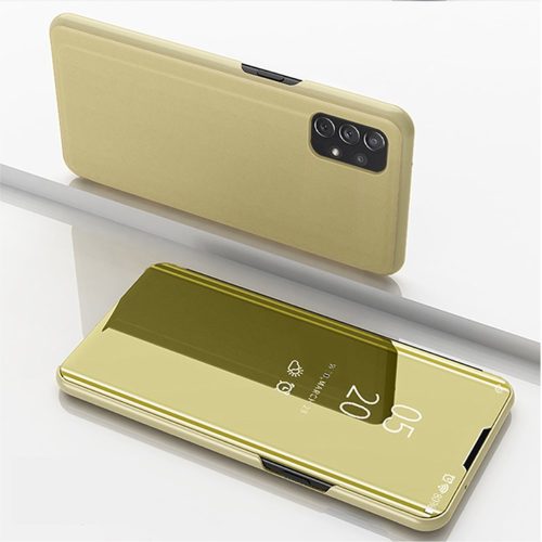 Samsung Galaxy A72 4G / 5G flip telefontok (aktív flip, oldalra nyíló, Clear View Cover), arany