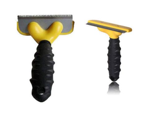 Kutyafésű / kisállat fésű, nagy, 10 cm széles, fekete/sárga