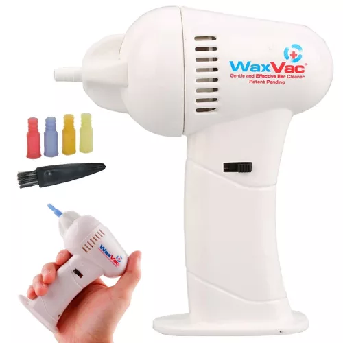 WaxVac elektromos fültisztító cserélhető, szilikon fejekkel, fehér