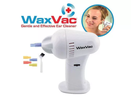 WaxVac elektromos fültisztító cserélhető, szilikon fejekkel, fehér