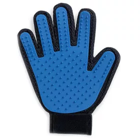  Perie tip manusa pentru animale de companie, Silicon, Curatate usoara, 22.5 x 16 cm, Albastru/Negru