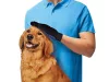 Perie tip manusa pentru animale de companie, Silicon, Curatate usoara, 22.5 x 16 cm, Albastru/Negru