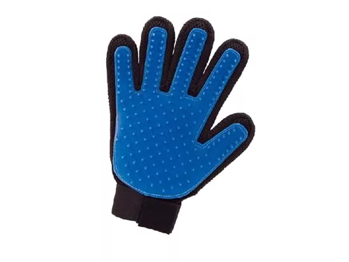 Perie tip manusa pentru animale de companie, Silicon, Curatate usoara, 22.5 x 16 cm, Albastru/Negru