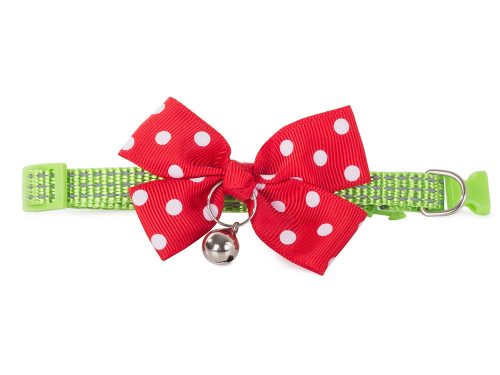 VG-19118 - állítható kutya és macska nyakörv masnival és csengővel, 24 - 34cm, Random