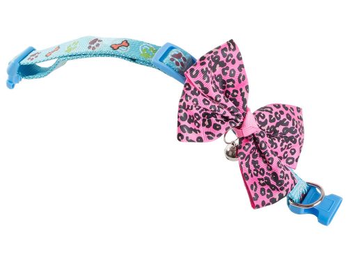 VG-19119 - állítható kutya és macska nyakörv masnival és csengővel, 26 - 36cm, Random