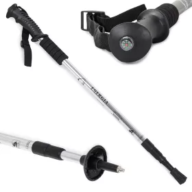   Nordic Walking bot cserélhető talpakkal, 2 db, gumi fogantyú, fekete / ezüst