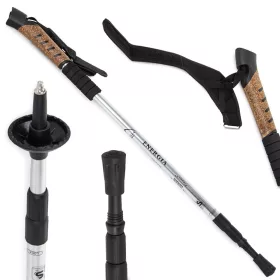   Nordic Walking bot cserélhető talpakkal, 2 db, gumi/parafa fogantyú, fekete / ezüst