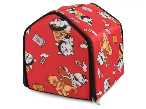 Casuta pentru caini si pisici, Material textil, 35x41x36 cm, Rosu