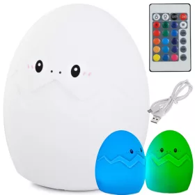   VG-24076 - Tojás gyermek éjjeli lámpa led rgb távirányítós, Usb