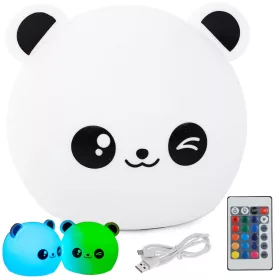   VG-24079 - Panda gyermek éjjeli lámpa led rgb távirányítós, Usb