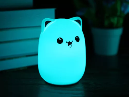 VG-24083 - Cica gyermek éjjeli lámpa led, rgb, érintésvezérlés, 3x AAA elem