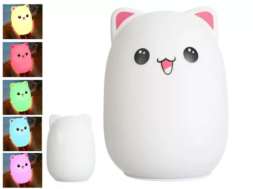 VG-24084 - Cica gyermek éjjeli lámpa led rgb távirányítós, Usb