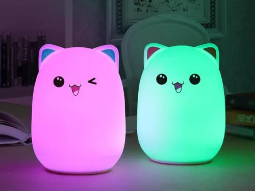 VG-24084 - Cica gyermek éjjeli lámpa led rgb távirányítós, Usb