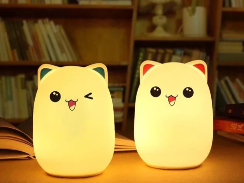 VG-24084 - Cica gyermek éjjeli lámpa led rgb távirányítós, Usb