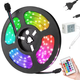   VG-12257 - Smd 5050 távirányítós LED szalag, 5m, vízálló, fekete