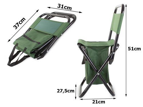 VG-01661_Z - Összecsukható horgász szék táskával, zöld