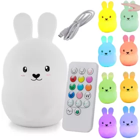   VG-12261 - Nyuszi gyermek éjjeli lámpa led rgb távirányítós, Usb