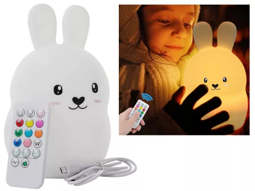 VG-12261 - Nyuszi gyermek éjjeli lámpa led rgb távirányítós, Usb