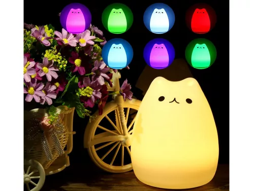VG-12263 - Cica gyermek éjjeli lámpa led rgb érintésvezérlés, Usb