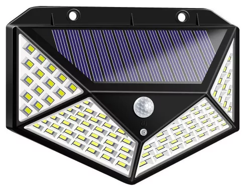 VG 01728 érzékelős 100 LED-es napelemes lámpa, fekete