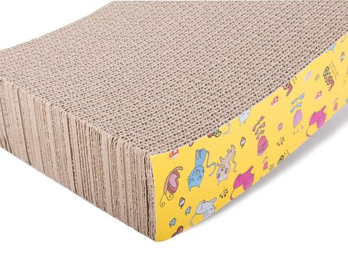 Öko kaparófa macskáknak kartonból, ajándék macskamentával, sárga / mintás