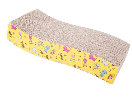 Öko kaparófa macskáknak kartonból, ajándék macskamentával, sárga / mintás