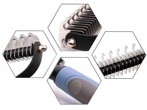 VG-19313 - Trimmelő, szőreltávolító kutyafésű, kék-fekete