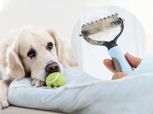 VG-19313 - Trimmelő, szőreltávolító kutyafésű, kék-fekete