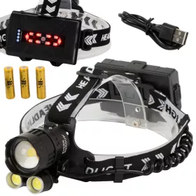   Bailong BL-T50-P160 LED fejlámpa powerbankkal, fekete/fehér