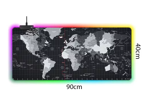 VG-06248 - XXXL led gamer egérpad, 90cm x 40cm x 0,3cm, fekete-térkép minta