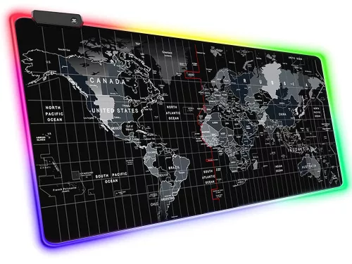 VG-06248 - XXXL led gamer egérpad, 90cm x 40cm x 0,3cm, fekete-térkép minta