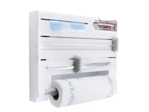 VG-24182 - Dispenser de prosoape de hârtie și folie 5 în 1, alb, montat pe perete