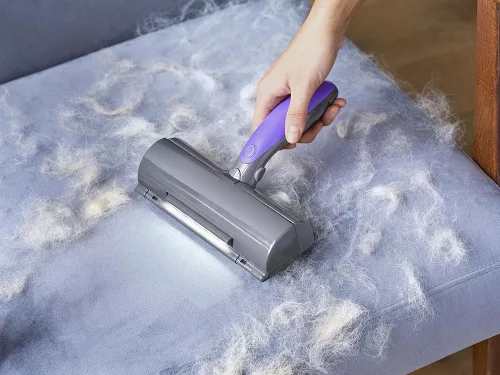 VG-24294 - Perie electrică fără fir pentru păr de animale, 2 baterii AAA, negru-violet