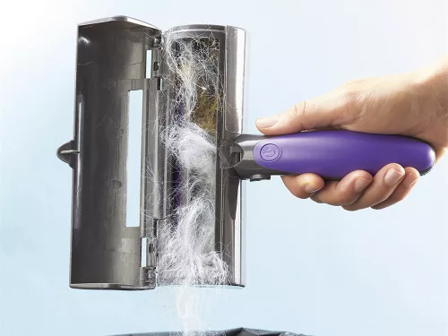 VG-24294 - Perie electrică fără fir pentru păr de animale, 2 baterii AAA, negru-violet