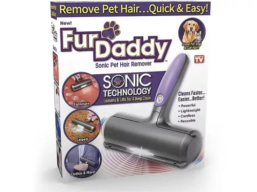 VG-24294 - Perie electrică fără fir pentru păr de animale, 2 baterii AAA, negru-violet