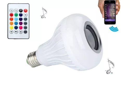 VG-24301 - Távirányítós színes RGB e27 LED izzó bluetooth hangszóróval, RGB
