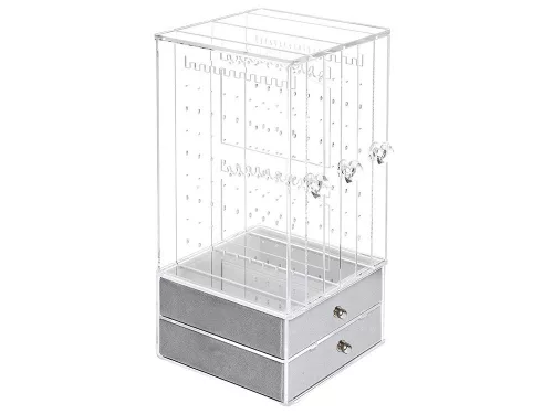 VG-01774 - Ékszer rendező, tároló, 17,5cm x 135cm x 13cm, szürke-átlátszó