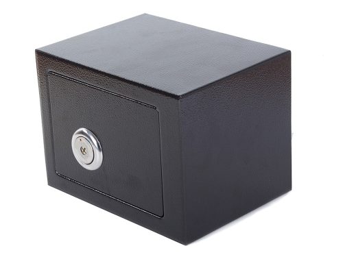 VG 01781 kulcsos fém széf, 23x17x17cm, fekete