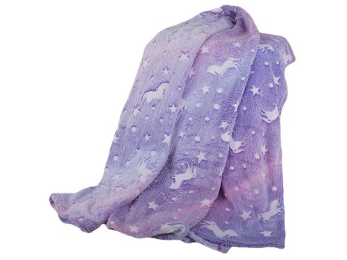 VG-24302_F - Fluoreszkáló puha takaró, 150x180cm, lila-csillag mintás