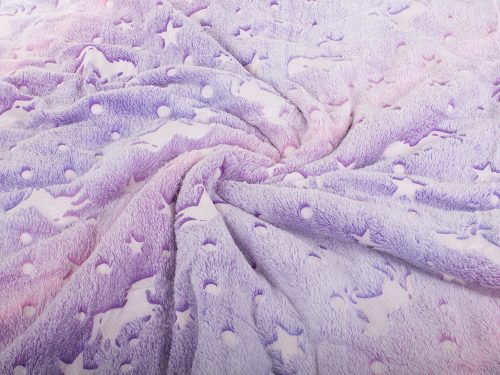 VG-24302_F - Fluoreszkáló puha takaró, 150x180cm, lila-csillag mintás