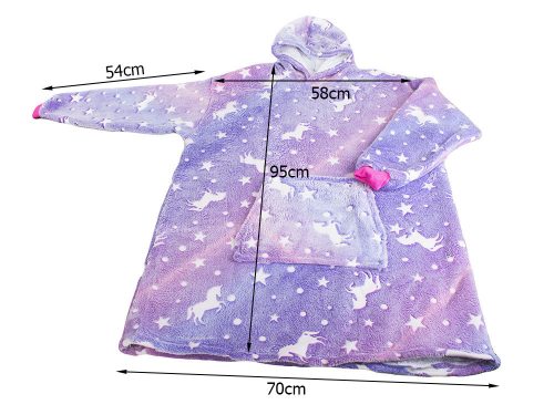 VG-24304_F - 2 az 1-ben kapucnis pulóver/köntös vastag bundával, XXL, lila-csillag minta